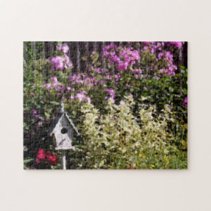 Flower Garden Birdhouse Pastel Painting  Jigsaw Puzzle