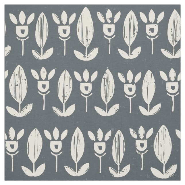 flower garden block ivory pewter fabric (Swatch)