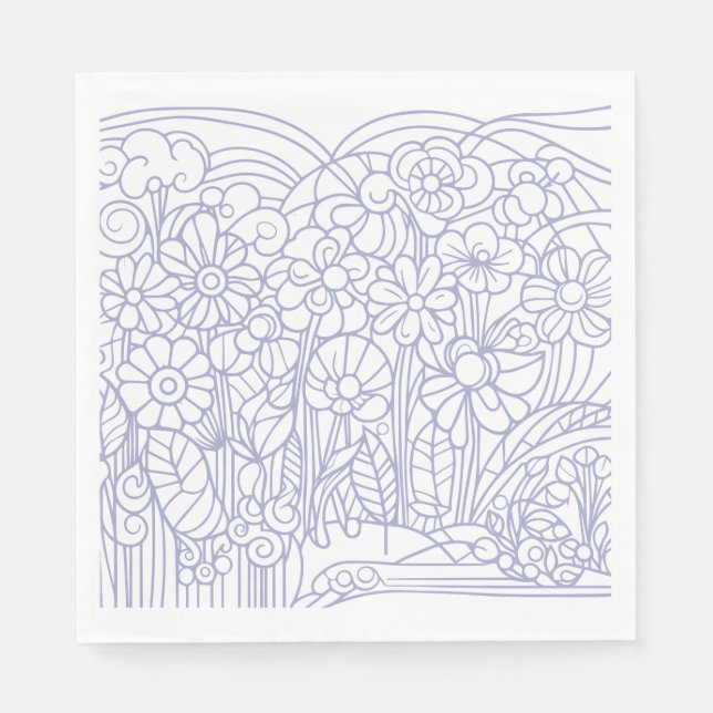 Flower Garden Blue Napkin (Front)