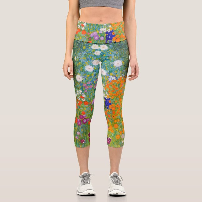 Flower Garden by Gustav Klimt  Capri Leggings (Front)