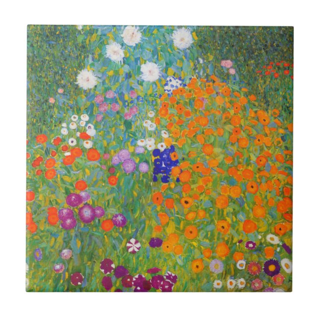 Flower Garden by Gustav Klimt Ceramic Tile (Front)
