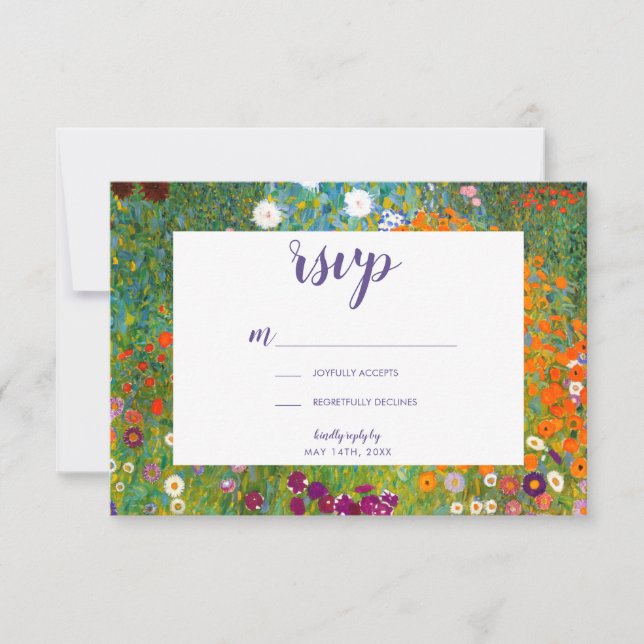 Flower Garden by Gustav Klimt Floral RSVP (Front)
