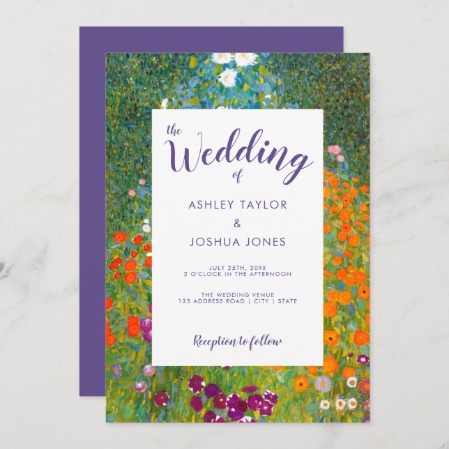 Flower Garden by Gustav Klimt Floral Wedding Invitation (Front/Back)