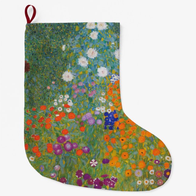 Flower Garden (by Gustav Klimt) Large Christmas Stocking (Front)