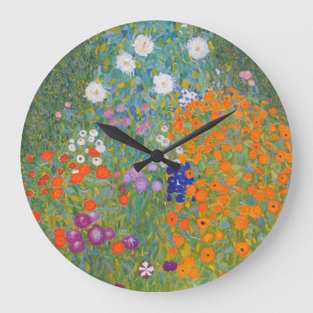 Flower Garden by Gustav Klimt Large Clock (Front)