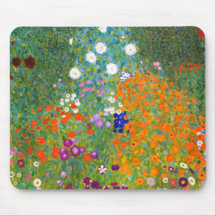 Flower Garden by Gustav Klimt Vintage Floral Mouse Pad