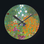 Flower Garden by Gustav Klimt Vintage Floral Round Clock<br><div class="desc">Bauerngarten / Flower Garden / Cottage Garden vintage art painted in 1905 by Austrian Symbolist & Art Nouveau Artist Gustav Klimt (1862-1918)</div>