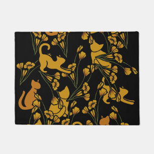 Flower Garden Cats Orange Tabby Cat Doormat