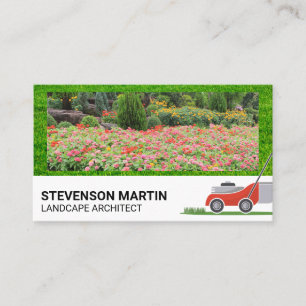 Flower Garden Cut Grass Lawn Mower Business Card