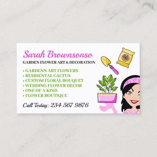 Flower Garden Decor Florist Business Card (Front)