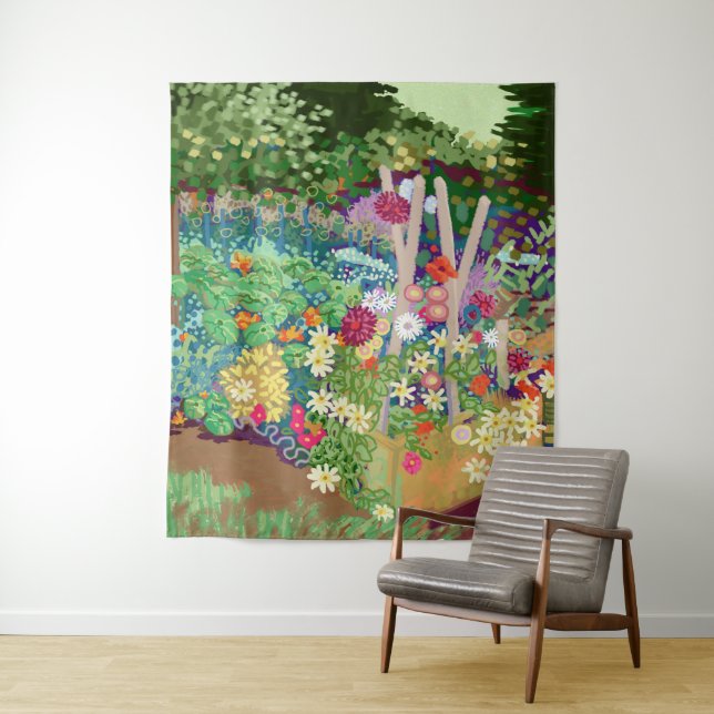 Flower Garden digital art print Tapestry (In Situ)