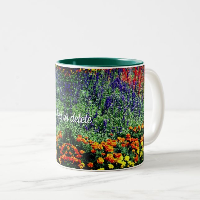 Flower Garden Digital Painting Personalised Two-Tone Coffee Mug (Front Right)