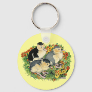 Flower Garden Ducklings Key Ring