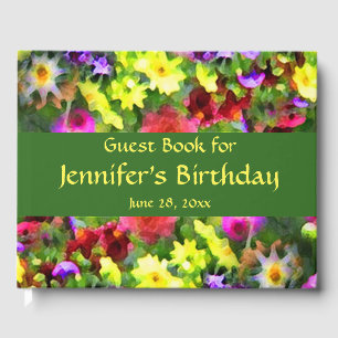 Flower Garden Floral Birthday Party Guest Book