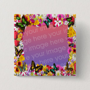 Flower Garden Frame 15 Cm Square Badge