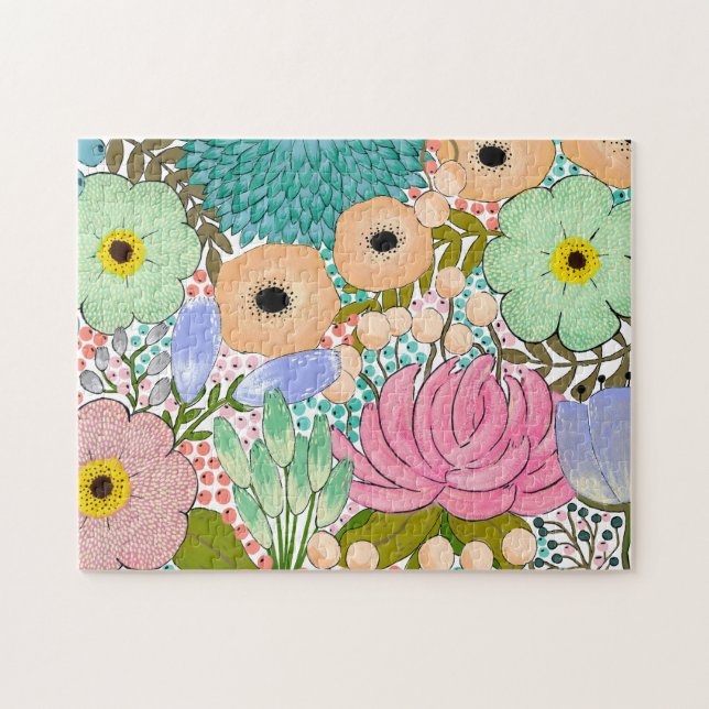 Flower Garden Gouache Painting 252 piece Jigsaw Puzzle (Horizontal)