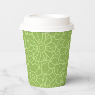Flower Garden Green Paper Cups