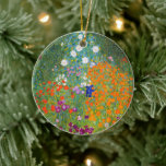 Flower Garden | Gustav Klimt Ceramic Ornament<br><div class="desc">Flower Garden (1905-1907) by Austrian artist Gustav Klimt is a vibrant masterpiece of early 20th-century art. This lush, impressionistic scene bursts with colourful blossoms in a mesmerising tapestry of nature, reflecting Klimt’s decorative style and love for floral motifs. The painting’s rich textures and intricate details make it a timeless choice...</div>