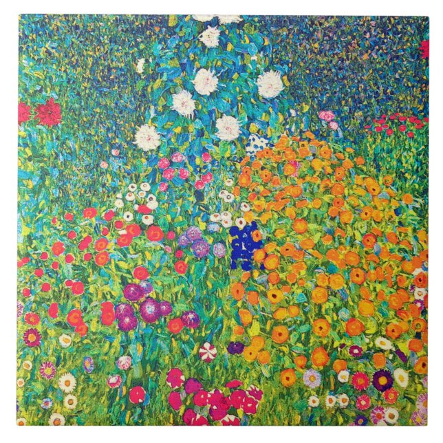 Flower Garden, Gustav Klimt Ceramic Tile (Front)