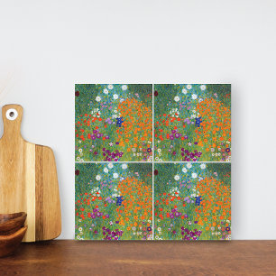 Flower Garden Gustav Klimt Fine Art Ceramic Tile