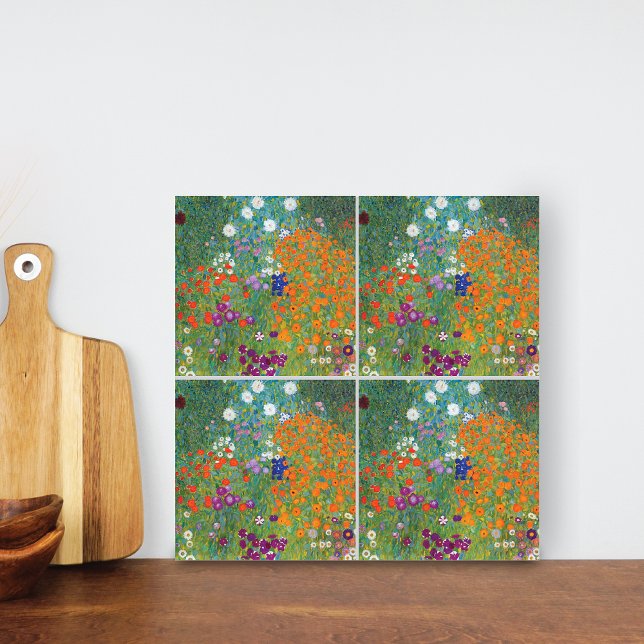 Flower Garden Gustav Klimt Fine Art Ceramic Tile (Creator Uploaded)