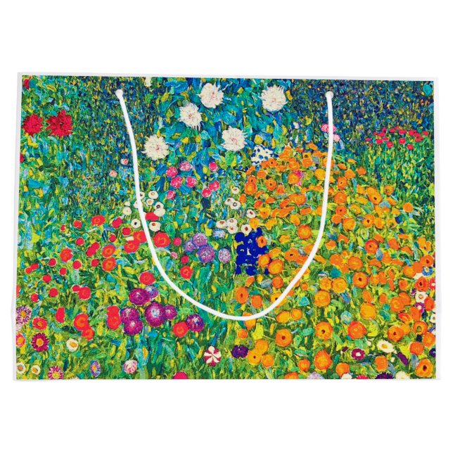 Flower Garden, Gustav Klimt Large Gift Bag (Back)