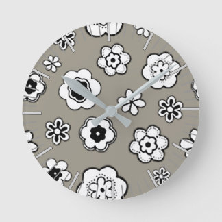 Flower Garden in Light Steel Gray Round Clock