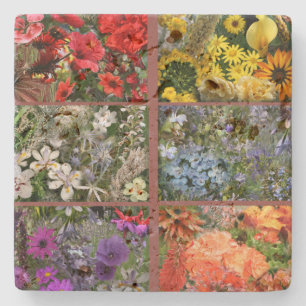 Flower Garden in Rainbow Colours Stone Coaster