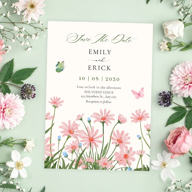 Flower garden minimalist wedding save the date (Creator Uploaded)