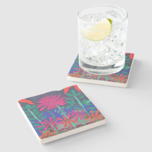 Flower Garden Night Scene  Stone Coaster