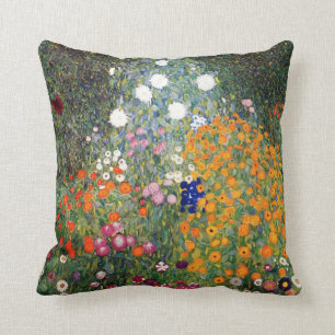 Flower garden painting Gustav Klimt Cushion