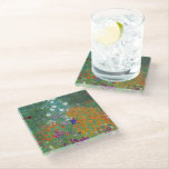 Flower Garden Painting Gustav Klimt Glass Coaster<br><div class="desc">A glass coaster with the fine art oil painting by Gustav Klimt (1862-1918),  Bauerngarten or Flower Garden (c. 1906). A colourful depiction of petunias,  asters,  and other flowers in the garden from the Art Nouveau period.</div>