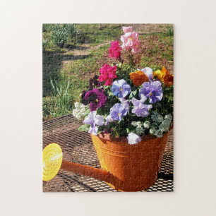 Flower Garden Pansy and Watering Can Photo Jigsaw Puzzle