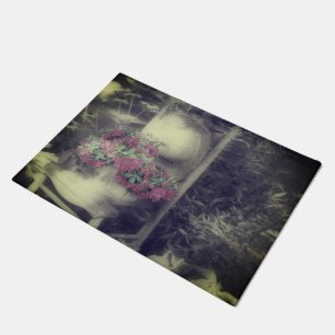 Flower Garden Partial Color Vintage Doormat