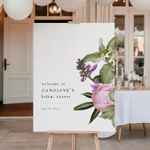 Flower Garden Pink Bridal Shower Welcome Sign