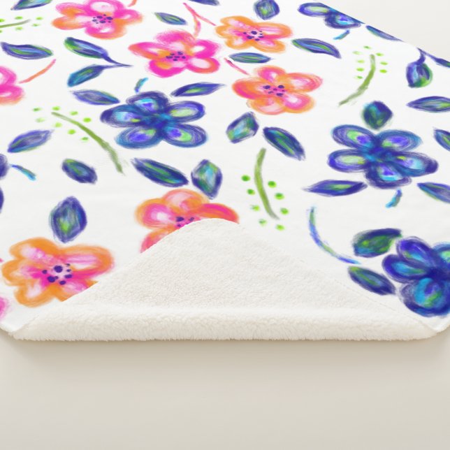 Flower Garden Sherpa Blanket (3/4)