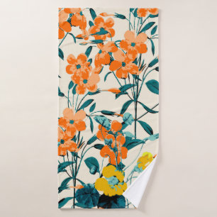 Flower Garden. Small Cute Florals and Branches Swe Bath Towel