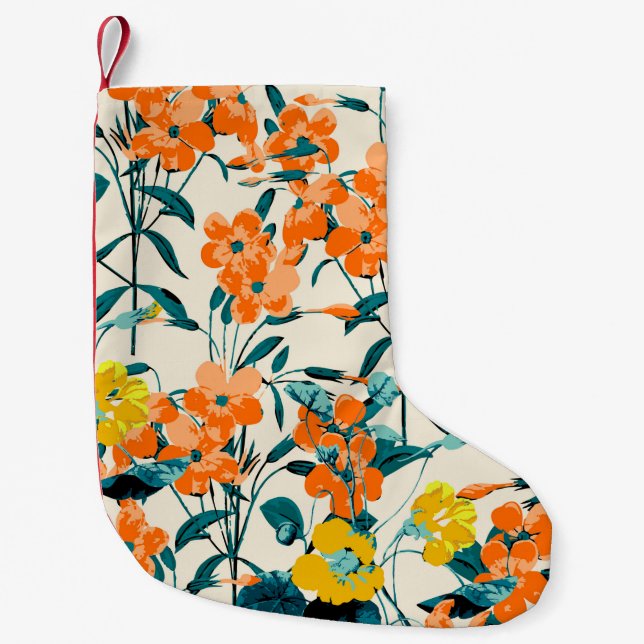 Flower Garden. Small Cute Florals and Branches Swe Christmas Stocking (Front)