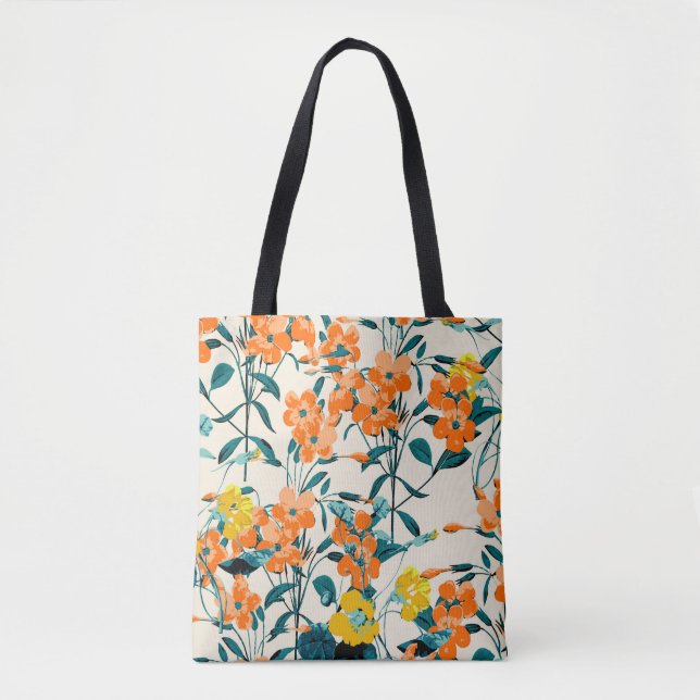 Flower Garden. Small Cute Florals and Branches Swe Tote Bag (Front)
