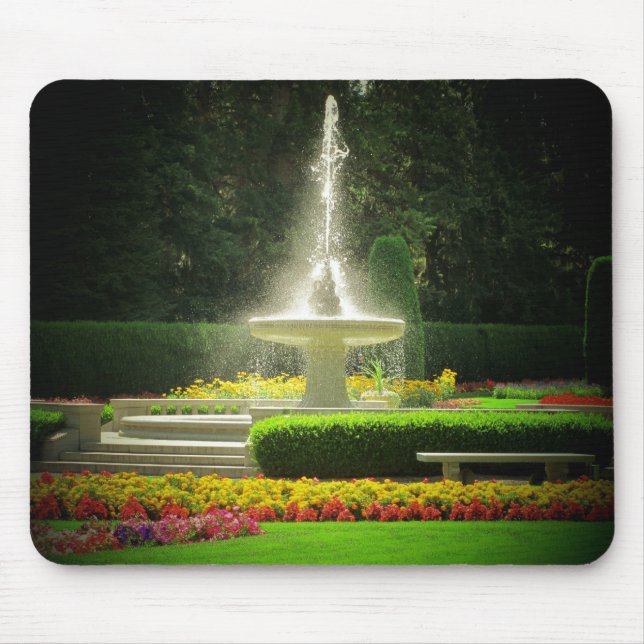 Flower Garden Spraying Fountain Mouse Pad (Front)