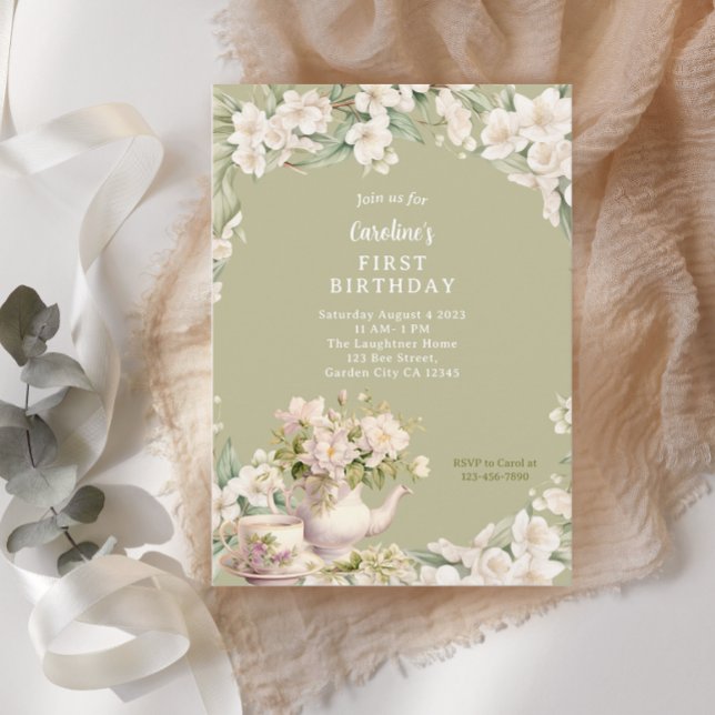 Flower Garden Tea Party Any Age Birthday Invitation (Creator Uploaded)