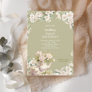 Flower Garden Tea Party Any Age Birthday Invitation