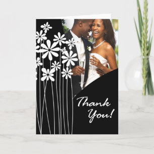 Flower Garden Thank You (black & white) Card