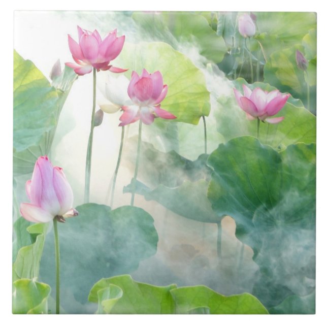 Flower Garden Watercolor Ceramic Tile (Front)