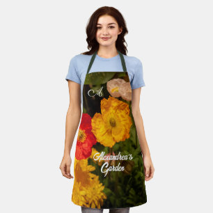 Flower Garden Watercolor Floral Monogram Custom Apron