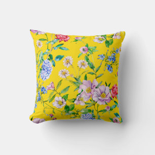Flower garden watercolor illustration patternpatte cushion