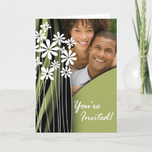 Flower Garden Wedding Photo Invitation (olive)