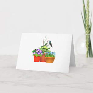 Flower Garden with Hummingbird Blank Inside Note Card