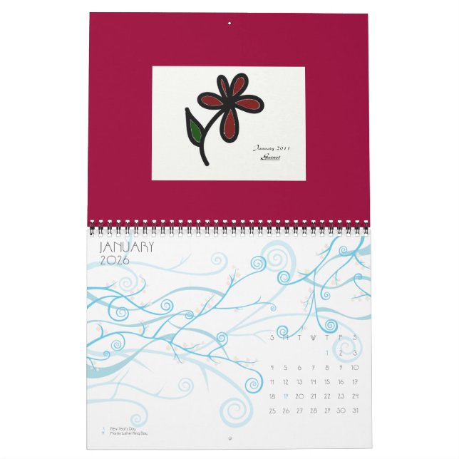 Flower Gems Calendar (Jan 2026)