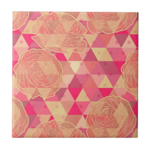 Flower geometrical pattern ceramic tile
